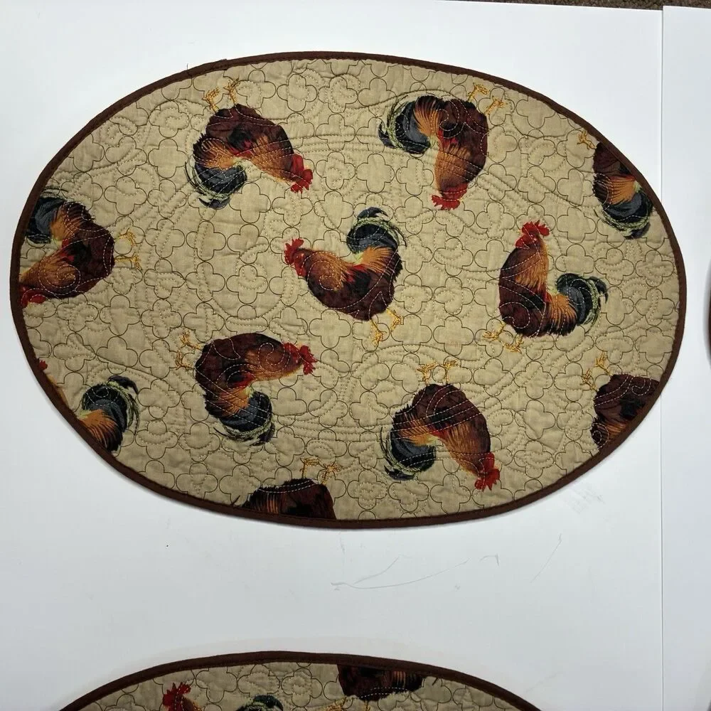 Set Of 4 Rooster Farmhouse Country Vintage Cloth Placemats